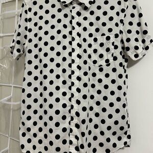 Men's Black Polka Dot Casual Button Down Shirt